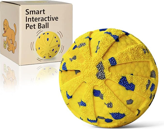 Interactive Dog Toys Ball, Moving Dog Toys to Keep Them Busy, Automatic Self Rolling & Bouncing, Soft E-TPU Material IPX7 Waterproof, Enrichment for Small Medium Large Breeds, Yellow