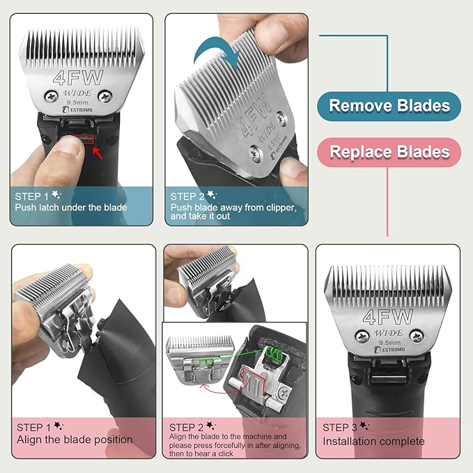 Detachable Pet Dog Grooming Blades-Size 30W Dog Grooming Wide Blade,Cutting length 1/100",Compatible with A***s,Oster A5,Wahl km10 Clippers