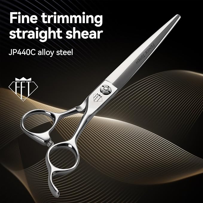 Dog Grooming Scissors: 5 IN 1 Professional Grooming Scissors for Pet High Precision CNC-Cut Blades, Silver (SET, 7")
