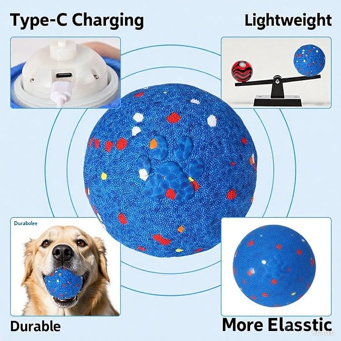 Christmas Stocking Stuffer Upgraded Interactive Dog Toys for Aggressive Chewers,E-TPU Interactive Dog Balls Moving Dog Toys to Keep Them Busy,Dog Chew Toys for Dogs,Automatic Rolling Activated DogToy