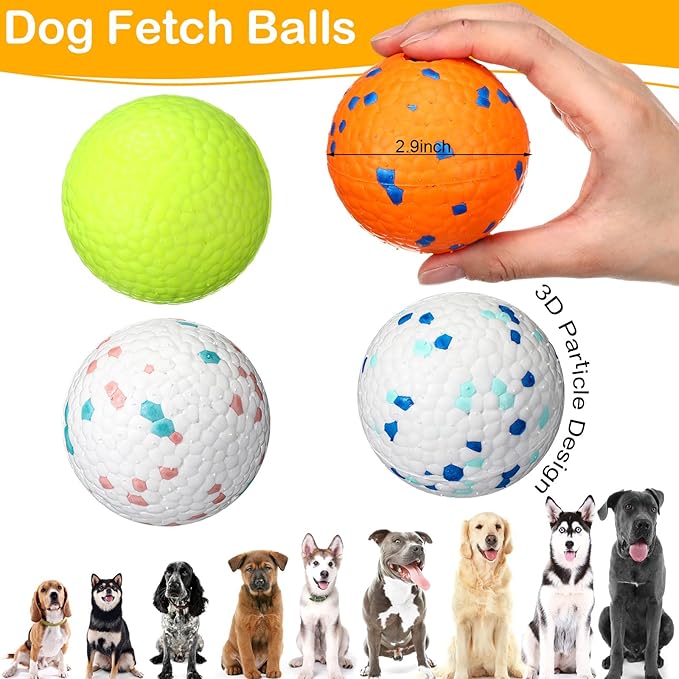 Jenaai 12 Pcs Dog Balls for Aggressive Chewers Tennis Ball 2.9 Inch Indestructible Durable Bouncy Floating Toys Interactive Dog Toys for Large Medium Small Dogs and Puppies(Bright Color)