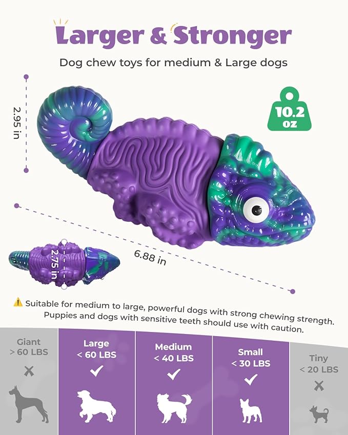 Dog Toys for Aggressive Chewers: Squeaky Dog Chew Toys for Medium & Large Dogs, Indestructible Dog Toy to Keep Them Busy, Easy to Use and Clean, Teeth Cleaning, Bacon Flavor
