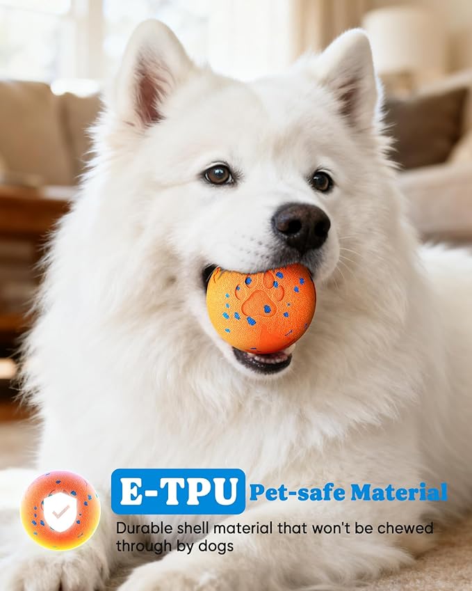 Smart Interactive Dog Toy, Automatic Moving Rotating, Bouncing Chew Toys, E-TPU Material, IPX7 Waterproof Active Rolling Ball Dog Toys for Medium Large Dog, Keeps them Busy and Entertained (Orange)