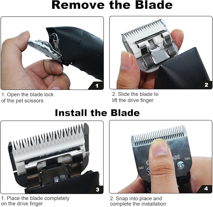2PC 10 Blade Dog Grooming Clipper Replacement Blades Compatible with Andis Dog Clippers,Detachable Ceramic Blade & Stainless Steel Blade,Size-10, 1/16-Inch Cut Length (64315)