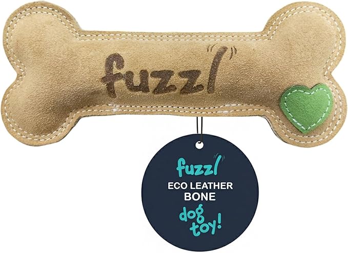 Large Leather Bone Dog Toy Natural and Tough Dog Toys - Long Lasting Chew Toys for Aggressive Chewers - Strong Dog Toy for Dogs and Puppy