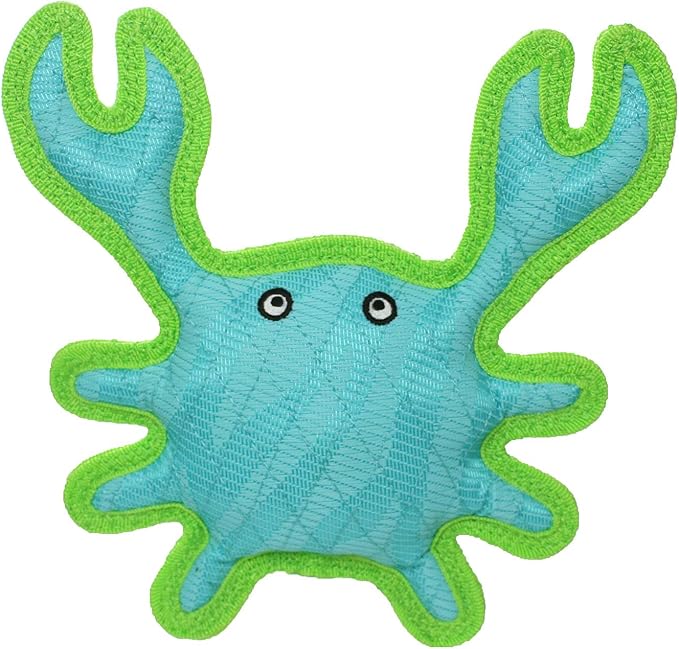 DURA FORCE - Durable Woven Fiber - Crab - Squeakers - Multiple Layers. Made Durable, Strong & Tough. Interactive Play Dog Toy (Tug, Toss & Fetch). Machine Washable & Floats (Combo Pack)
