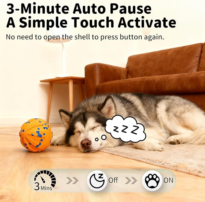 Interactive Dog Toys Ball, Moving Dog Toys to Keep Them Busy, Automatic Self Rolling & Bouncing, Soft E-TPU Material IPX7 Waterproof, Enrichment for Small Medium Large Breeds, Orange