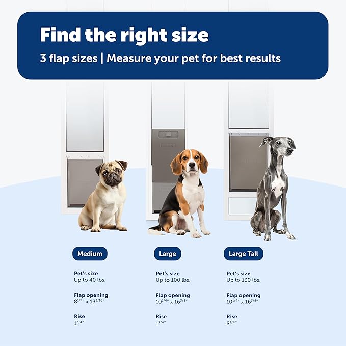 PetSafe Sliding Glass Pet Door - No-Cut DIY Install Doggy Door for Renters - Aluminum Frame - Adjustable Height 91 7/16" to 96" - Ideal for Large Dogs Up to 100 lb - White