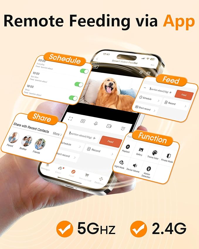 Automatic Dog Feeder Large Breed: 12L/50 Cups with HD 1080P Camera - 5G WiFi Anti-Clog Timed Dog Feeder for Golden Retriever Busy Owners by UTCG