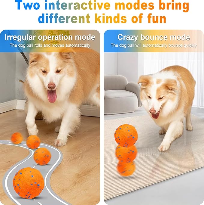 TVM Interactive Dog Toys Ball, Automatic Moving, Bouncing Chew Toys, E-TPU Material, Suitable for Large and Medium-Sized Dogs, Used for Boredom Relief and Daily Training (Orange)