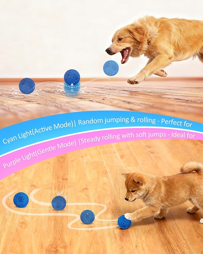 Interactive Dog Toys & Interactive Dog Ball for Medium/Large Dogs: Self-Moving, Auto-Vibrating & Bouncing Smart Ball - Chew-Resistant E-TPU, Low-Noise & IPX7 Waterproof