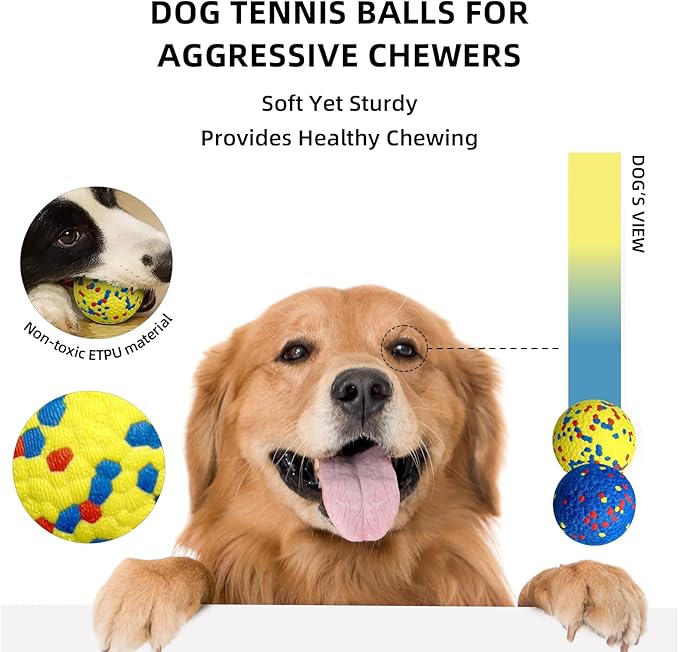 2 Pcs Large size Dog Balls, 3.15"Tennis Ball for Aggressive Chewers, Durable Bouncy Dog Toy Balls, Teething Cleaning Chew Toys, Water Toy Fetch Ball for Large Medium Dog, More Biting-Proof Atom