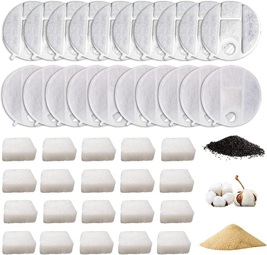 PLWF008 Dog Water Filter,40 Pack Replacement Filters Compatible with PETLIBRO Capsule 2.1Gal/8L Dog Fountain Water Dispensers(20 Active Carbon Filter+20 Pre-filter Sponge)