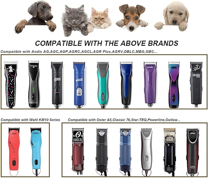 Audoc 3PCS 10 Blades Dog Grooming Blades Compatible with Andis,Oster A5,Wahl km10 Dog Clippers,Size-#10, 1/16-Inch Cut Length (3pcs #10 (1.5mm))