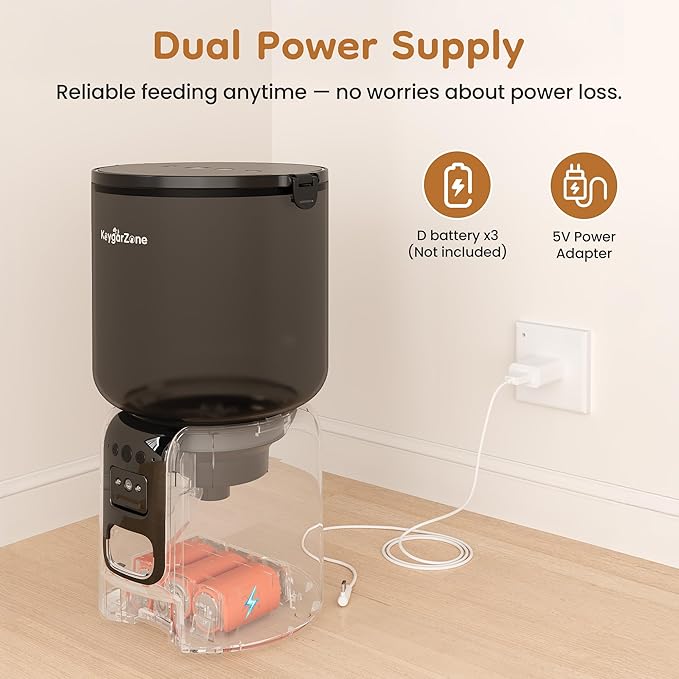 Automatic Cat Feeder with Adjustable 1080p Camera, 5G WiFi & App Control Cat Food Dispenser, Automatic Feeder Cat Dry Food with Dual Power & Voice Recording, Smart Automatic Dog Feeder Portion Control