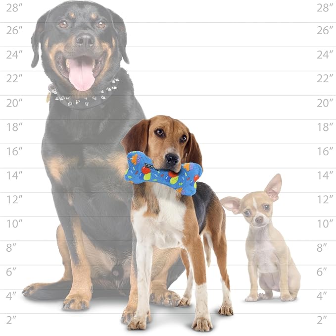 MIGHTY- NO Stuff Bone– Squeaky Plastic Core. 2-in-1 Toy. Made Durable, Strong & Tough. Interactive Play Dog Toy (Tug, Toss & Fetch). It Floats. (Celebration, Medium 2 Pack)