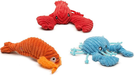 HuggleHounds Wee Huggles Plush Dog Toys - Dog Stuffed Animal Toys, Squeaky Puppy Plush for Small and Medium Sized Dogs, Durable and Interactive to Keep Them Busy - Raw Bar Wee Huggles (3 Count)