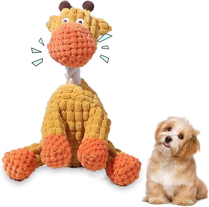 Indestructible Lush Squeaky Toys Indestructible Chew Toy, New Durable Plush Dog Toys for Aggressive Chewers, for Small Medium Large Dogs (Giraffe)