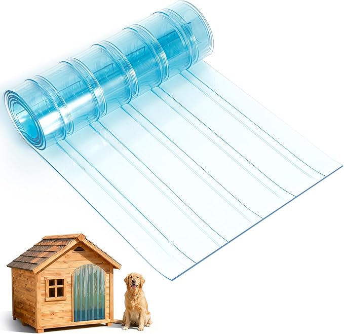 15.7 in x 4.9 ft Dog Door Replacement Flaps, Transparent Vinyl Strips for DIY Doghouse or Cat Door, Weather Resistant, Easy to Cut & Install