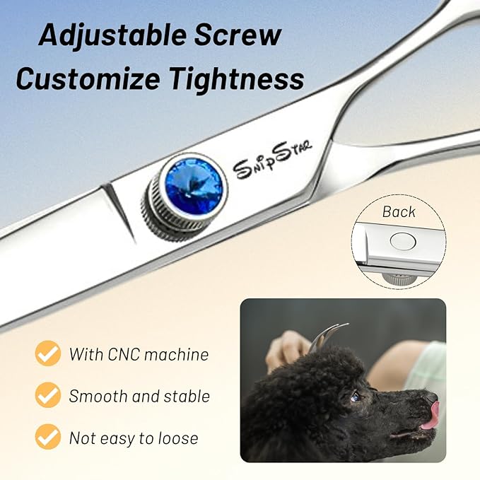 7.5inch 25° Curved Dog Grooming Scissors Professional, Japanese VG10 Stainless Steel Sharp, Comfortable Dog Scissors for Grooming Groomer, Ergonomic Handle, Pet Cutting Shears for Dogs Cats Face Paws