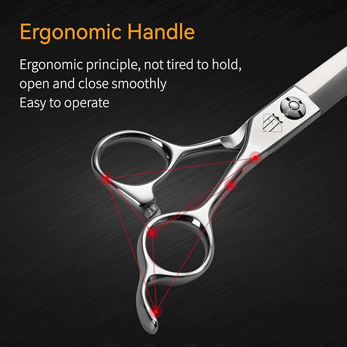 Dog Grooming Scissors: Professional Grooming Scissors for Pet High Precision CNC-Cut Blades, Silver (Straight, 7")