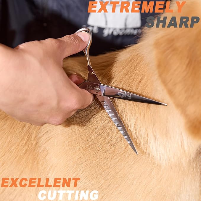 High-end Professional Dog Grooming Scissors Pet Grooming Shears 7 Inches Extremely Very Sharp Made Of Stainless Steel Alloy By Hand For Dog Cat Groomer