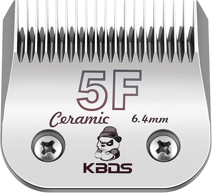 KBDS Detachable Pet Dog Grooming Ceramic Clipper Blades,Compatible with Most Andis,Oster A5/A6,Wahl KM Series Clippers,Size 5FC 1/4'' Inch 6.4mm Cut Length, 5F Blade