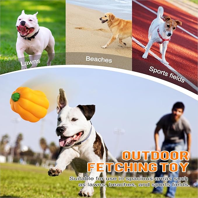 LiuMelinda Dog Chew Toys for Aggressive-Chewers - Indestructible Dog Toy for Aggressive Chewer，Tough Chew Toys for Dogs （Rubber Orange-Pumpkin）