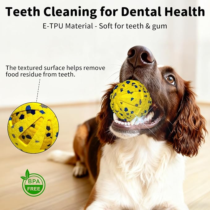 Interactive Dog Toys Ball, Moving Dog Toys to Keep Them Busy, Automatic Self Rolling & Bouncing, Soft E-TPU Material IPX7 Waterproof, Enrichment for Small Medium Large Breeds, Yellow