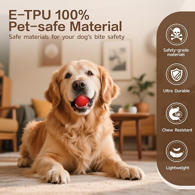 Interactive Dog Ball, Smart Interactive Dog Toys for Medium and Large Dogs, Automatic Moving, Bouncing, and Rotating Pet Balls with E-TPU Material, IP54 Waterproof Dog Toy to Keep Them Busy