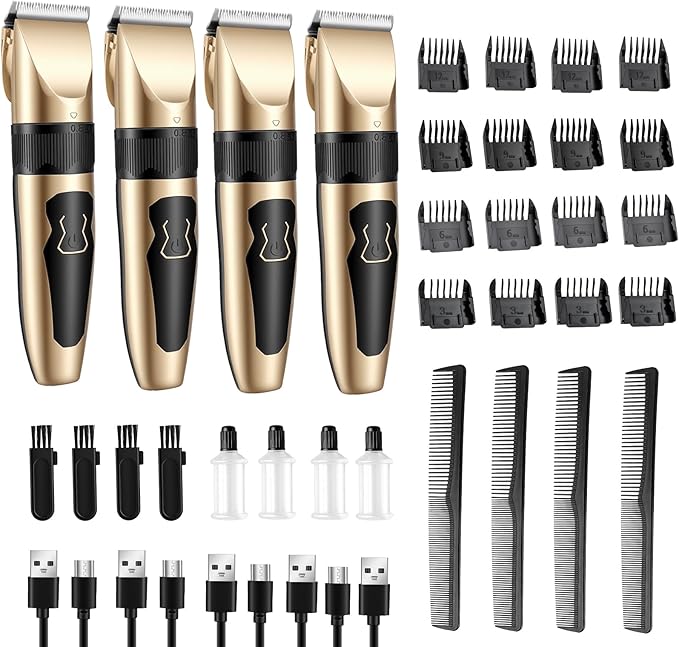 4 Pack Dog Grooming Clippers Low Noise Electric Quiet Adjustable Comb Rechargeable Cordless Suitable for Dogs Cats Pets