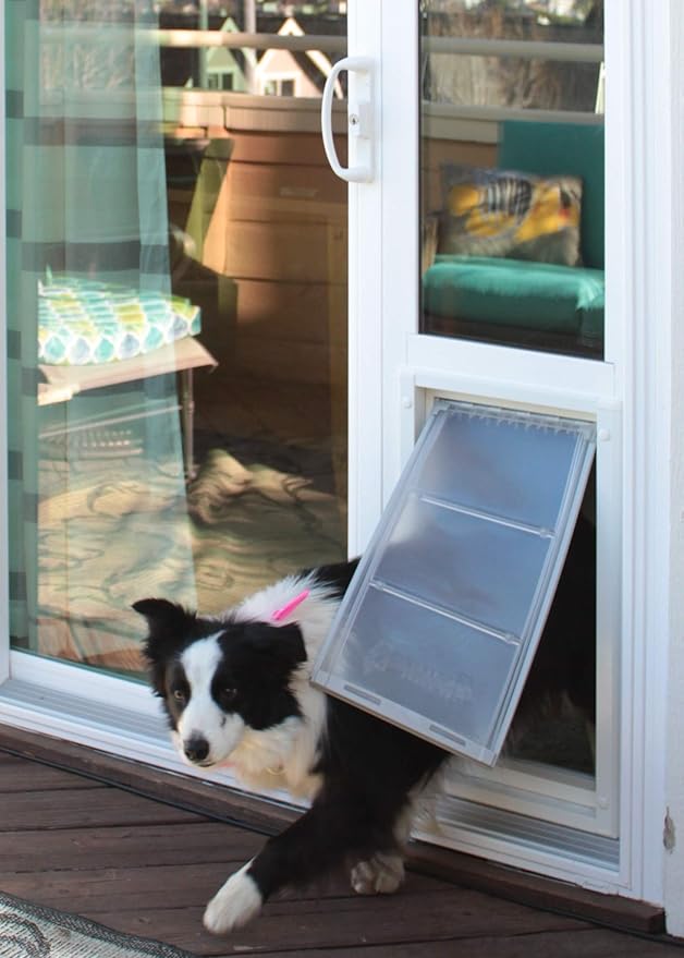 Endura Flap Pet Door for Vinyl Sliding Glass Doors | Weatherproof & Insulated Dog Door for Vinyl Sliders | Durable with Secure Locking Cover | White, XL Flap, 77.25"-80.25" Slider Height