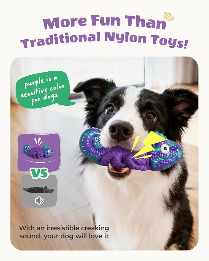 Dog Toys for Aggressive Chewers: Squeaky Dog Chew Toys for Medium & Large Dogs, Indestructible Dog Toy to Keep Them Busy, Easy to Use and Clean, Teeth Cleaning, Bacon Flavor