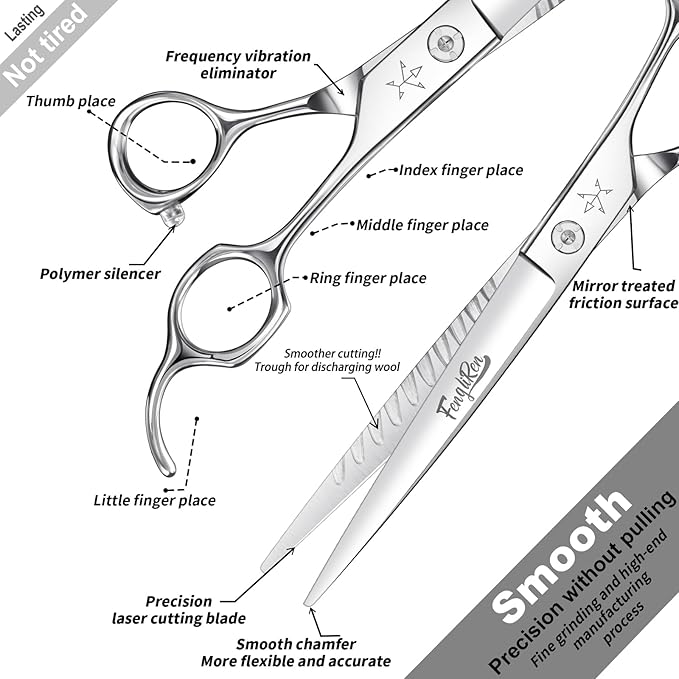 High-end Professional Dog Grooming Scissors Pet Grooming Shears 7.5 Inches Extremely Very Sharp Made Of Stainless Steel Alloy By Hand For Dog Cat Groomer
