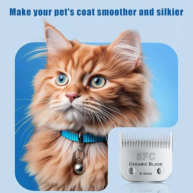 5FC# Detachable Pet Dog Grooming Clipper Ceramic Blade,Compatible with Andis Size 5FC Cut Length 1/4”(6.3mm),Compatible with andis/wahl/Oster Dog Clippers 2PCS