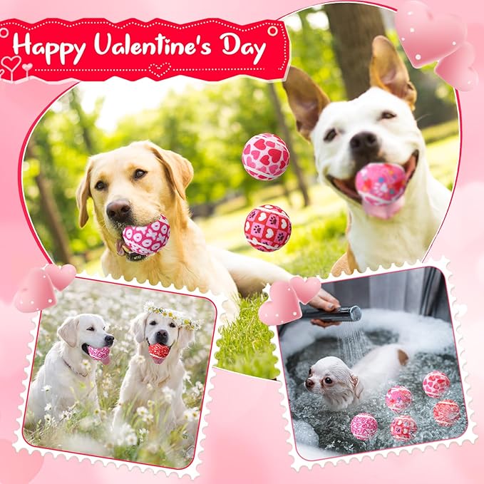 36 Pcs Valentine Dog Toys: Interactive Squeaky Tennis Balls Gifts for Small Medium Large Dogs Pets - 2.5 Inch Fetch Toys for Aggressive Chewer Training Catching Teething