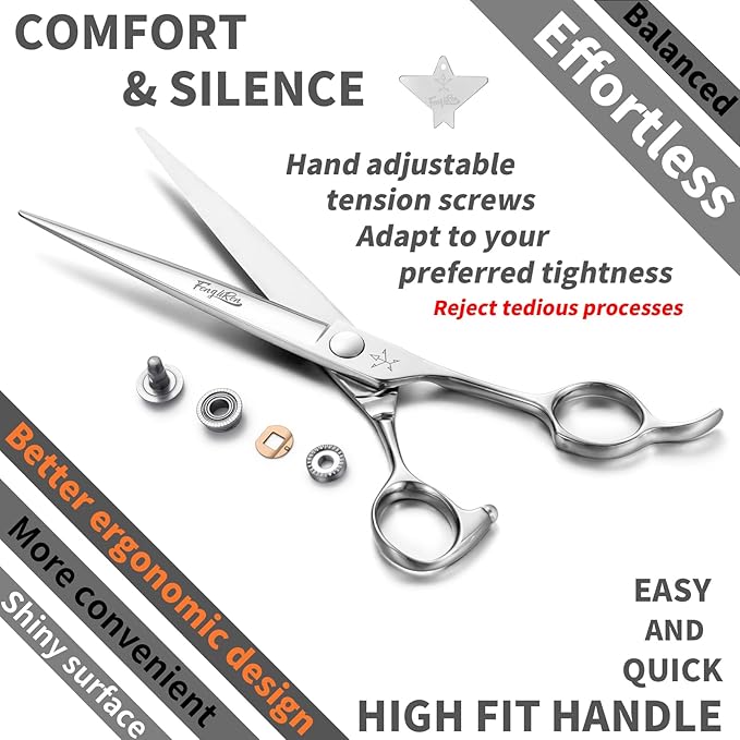 High-end Professional Dog Grooming Scissors Pet Grooming Shears 7.5 Inches Extremely Very Sharp Made Of Stainless Steel Alloy By Hand For Dog Cat Groomer
