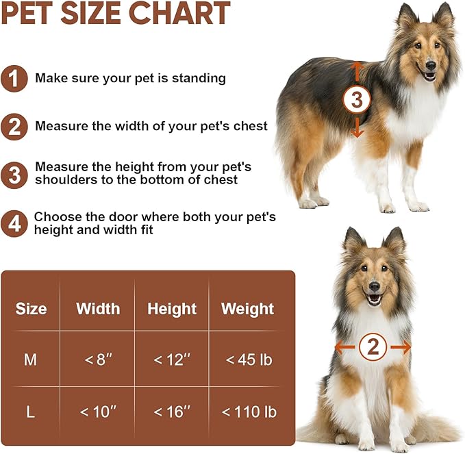 Dog Door for Wall, Large Dog Door with 3-Flap, Aluminum Doggie Door, Heavy Duty Pet Door with Lock, Telescoping Tunnel for Interior Exterior Wall, Pets Up to 110LB
