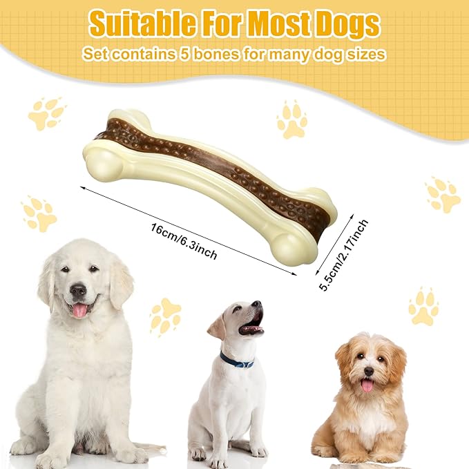 Sosation Dog Toys for Aggressive Chewers Indestructible Nylon Dog Bones Beef Flavor Teething Chew Toys Bones for Large Puppies(XL)