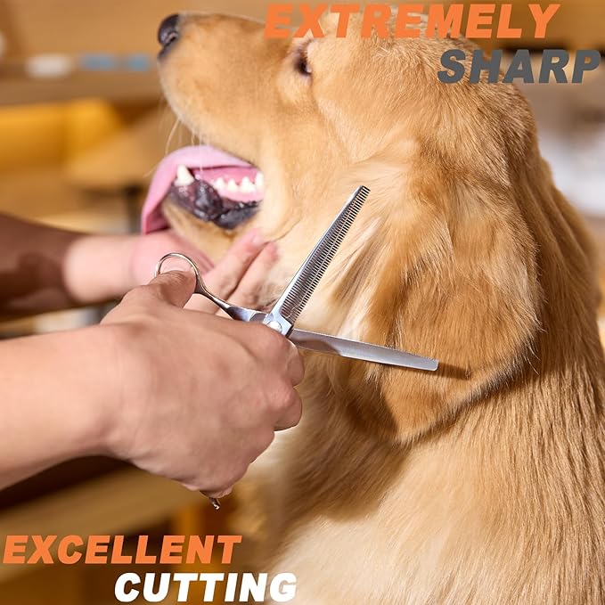 High-end Professional Dog Grooming Thinning Scissors Teeth Cutting Blending Shears Pet Texturizing Shears 7 Inch Extremely Very Sharp Stainless Steel Alloy For Cat Other Animals Groomer