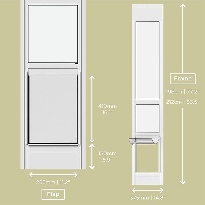 Hakuna Pets Black Glass Patio Pet Door for Sliding Glass Doors, Large | Adjustable Height 77.2” – 83.5”, Damage-Free or Permanent Installation, Durable Aluminum Frame, Locking Panel Included