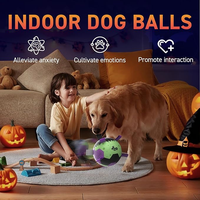 QDAN Dog Toys Ball: Dog Soccer Balls with Straps- Outdoor Herding Balls Toys for Small Medium Dogs- Christmas Puppy Pet Birthday Gifts- 6 Inch Purple Green