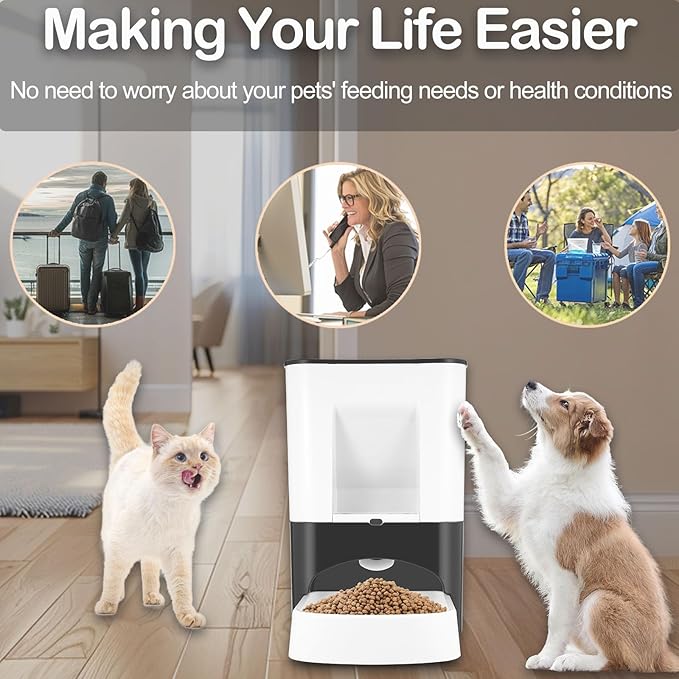 14L Large Automatic Dog Feeder for Large Breeds, Timed Pet Food Dispenser with Lock Lid, Voice Recording, Dual Power, Moisture-Proof Storage