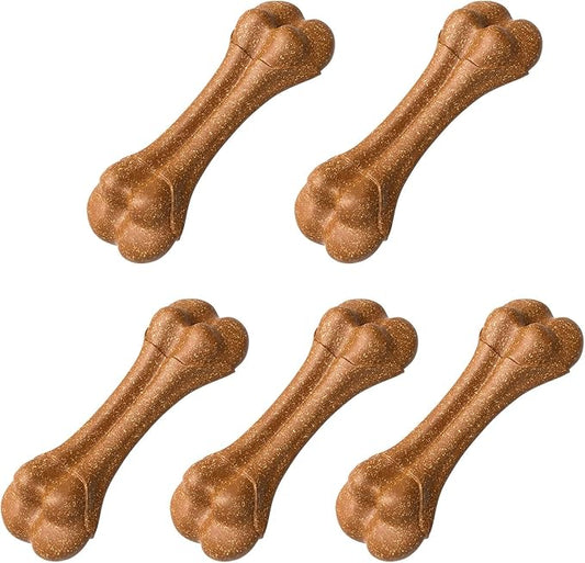 SCHITEC Dog Bone Chew Toys for Small Dogs & Puppies, Beef Flavor Teething Toy, Durable Dog Toys for Aggressive Chewers, Teeth Cleaning, 5Pcs