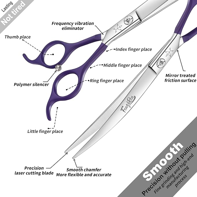 High-end Professional Dog Grooming Curved Scissors Pet Curved Shears 8 Inches Extremely Very Sharp Made Of Stainless Steel Alloy By Hand For Dog Cat Groomer