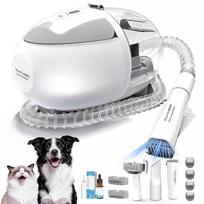Dog Grooming Vacuum with 2L Dust Cup & 13000Pa Suction, 5-in-1 Low Noise Pet Grooming Kit with Clipper & Steam Brush for Shedding, Dog Vacuum for Dogs and Cats