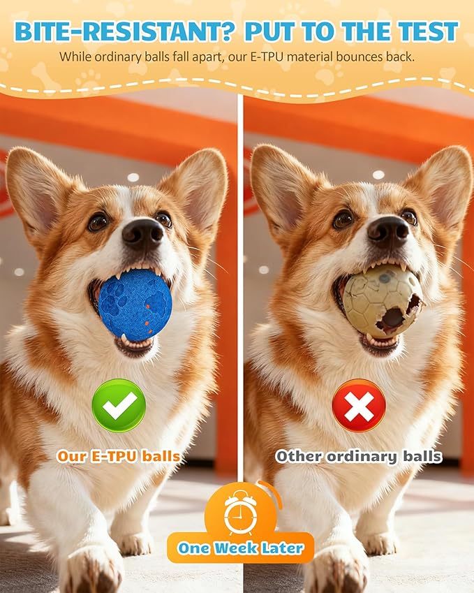 Interactive Dog Toys & Interactive Dog Ball for Medium/Large Dogs: Self-Moving, Auto-Vibrating & Bouncing Smart Ball - Chew-Resistant E-TPU, Low-Noise & IPX7 Waterproof