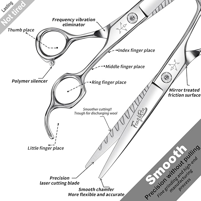 High-end Professional Dog Grooming Scissors Pet Grooming Shears 7 Inches Extremely Very Sharp Made Of Stainless Steel Alloy By Hand For Dog Cat Groomer