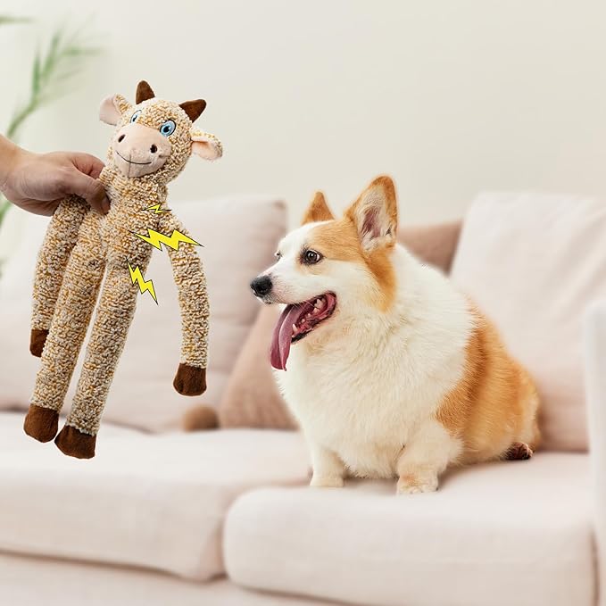Rabbit No Stuffing Dog Toys for Large Dogs, Squeaky Crinkle Interactive Dog Animals Toys, Plush Teething to Keep Them Busy, Cute Funny Dogs Gifts for Small Medium Large Breed