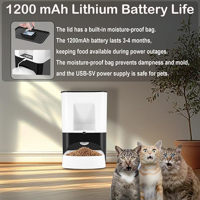 14L Large Automatic Dog Feeder for Large Breeds, Timed Pet Food Dispenser with Lock Lid, Voice Recording, Dual Power, Moisture-Proof Storage